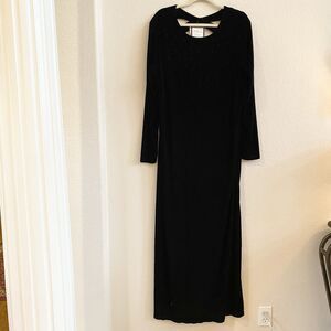 New Elisabeth Liz Claiborne L Black Velour ‎ Maxi Dress Wedding Formal Sparkle 2